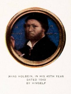 1917 Color Print Self Portrait Hans Holbein Artist Historic Painter