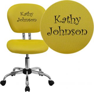  EMBROIDERED YELLOW FABRIC ARMLESS HOME OFFICE DESK BEDROOM CHAIRS