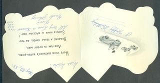1958 Vintage Hallmark Greeting Card Happy Birthday Nephew Boy in Race