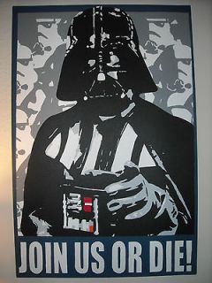 STAR WARS DARTH VADER ART ON CANVAS JOIN US OR DIE 24X36 ACRYLICS
