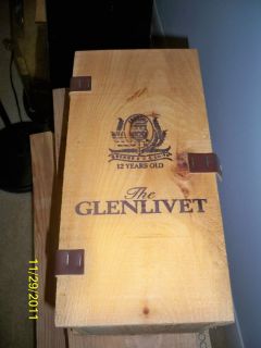 Vintage Glenlivet Scotch Whiskey 12 Year Old Wooden Wood Box for