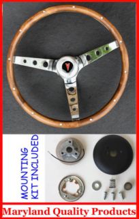 1967 68 Pontiac GTO Firebird Grant Wood Steering Wheel Walnut 15 Inch