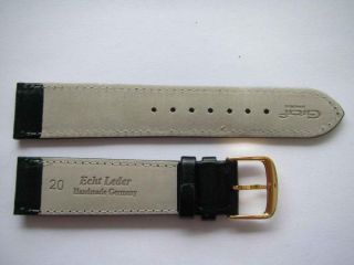 Graf Black Stitched Quality Leather Watch Band 20 Mm