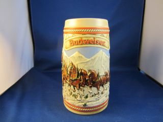 Budweiser Beer Stein 1985 Series A Clydesdales Snowy Mountains