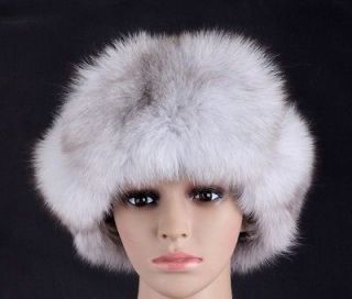 100% Real WHITE fox fur HAT winter hat Trapper hat women hat girl hat