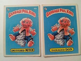 Damaged Don 40a & b 1985 Garbage Pail Kids Topps 1st Series OS1 USA
