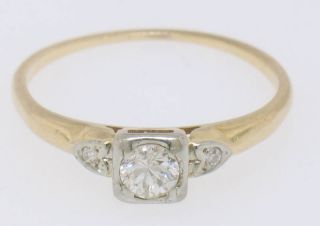 Vintage 18k Gold Two Tone European Diamond Ladies Ring