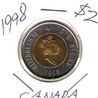 1998 Canada Elizabeth II with Polar Bear Uncirculated $2 Twoonie Coin