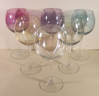 Various Color Balloon Wine Glasses Purple Pink Blue Yellow Clear