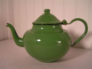 Vintage Made in Yugoslavia Enamel Enamelware Hinged Teapot, gorgeous