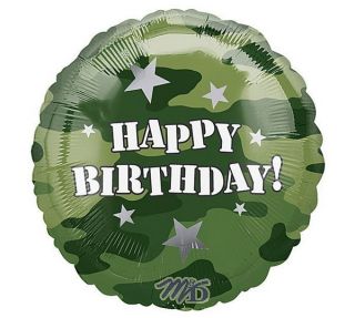18 Happy Birthday Camouflage Military Camo Mylar Balloon Foil Party
