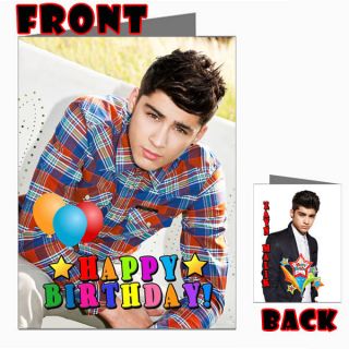   MALIK ONE DIRECTION 1D Front Back Happy Birthday Picture Photo Card