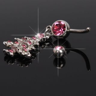 New Christmas Tree Dangle Barbell Navel Belly Button Bar Ring Body