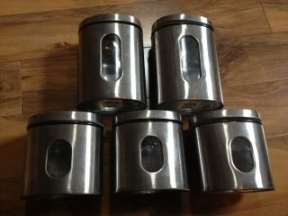 Green Eco Friendly Metal and Glass Stainless Kitchen Storage Canister