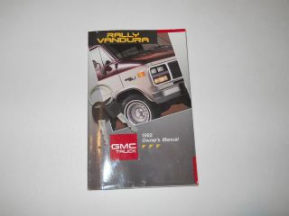 1992 GMC Rally Vandura Owners Manual Owners Van Truck