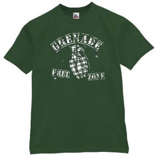 Grenade Free Zone T Shirt Cool Funny Retro Tee Grn XL