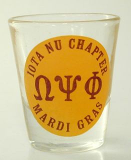 Iota Nu Chapter Harford MD Omega Psi Phi Mardi Gras Shot Glass