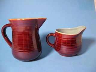 Red Wing Village Green Syrup Pitcher Cream Pitcher