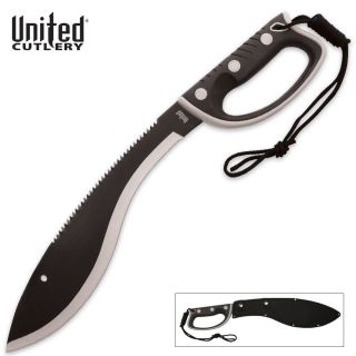 United Knives Survival Tactical Sawback Kukri Machete W/ Sheath Knife