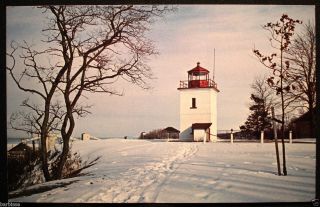 Goderich Ontario Canada Lighthouse in The Snow Vintage Postcard
