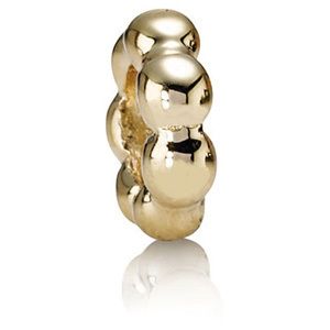 Gold Bubble Charm Spacer Bead fits Charm Bracelet 14K Gold over Silver