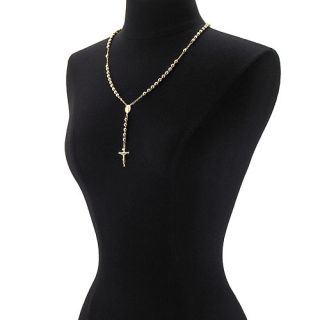 14k Gold Filled Rosary Necklace w Cross Pendant 24