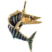  14k yellow gold made to order wahoo with enamel fish charm pendant