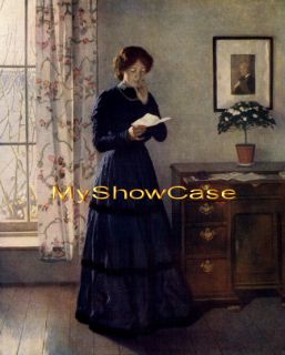 RARE Old Harold Knight Print Victorian Woman Reading Love Letter c19th