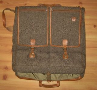 Vtg Hartmann Brown Tweed Leather Luggage Garment Bag