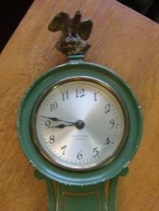  Thomas Banjo Clock Original Green Painted Working Grenville