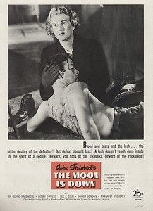  Steinbecks The Moon is Down 1943 Movie Ad/Poster Sir Cedric Hardwicke