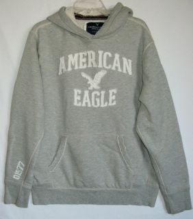 American Eagle Gray Distress Pullover Hoodie Sweatshirt Mens Womens