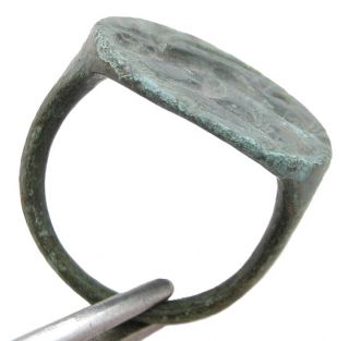 Ancient Greek Bronze Seal Ring with Intaglio Hermes