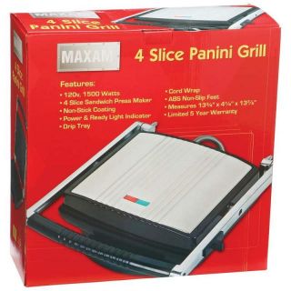 New Maxam 4 Slice Panini Grill Sandwich Press Maker 1500 Watts Non
