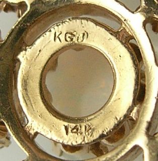 14k Opal Diamond Pearl Pin Pendant by K Goldschmidt