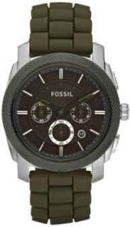Military Green Fossil Machine FS4597 Chronograph Silicone Watch