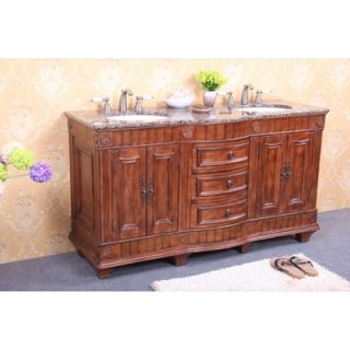 Legion Furniture 60 Double Bathroom Vanity Set in Antique Honey