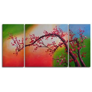  Cherry Blossom, Colored Aurora 3 Piece Canvas Art Set   M 2010
