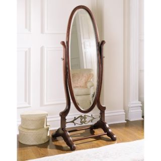 Powell Heirloom Cherry Cheval Mirror with Brass Accents