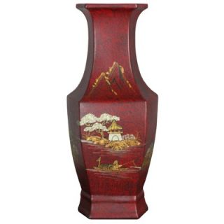 Oriental Furniture 14 Hexagonal Vase in Red   POR SQV RC