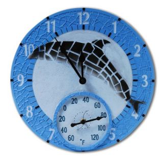 Taylor Mosaic Dolphin Outdoor 14 Clock/Thermometer