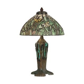 Dale Tiffany 18 Two Light Table Lamp with Art Glass Shade in Dark