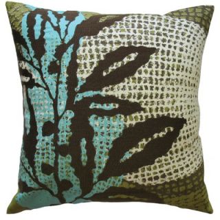 Koko Company Ecco 18 x 18 Embroidered Pillow with Brown Leaf