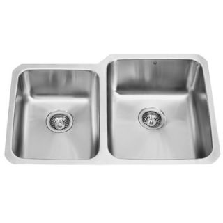 Vigo 32 x 20.5 Undermount Right Double Bowl Kitchen Sink and Faucet