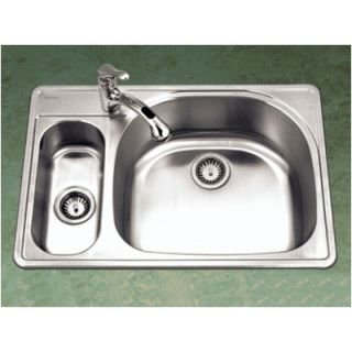  Topmount Double Bowl 80/20 Kitchen Sink with Small Left Bowl in Satin