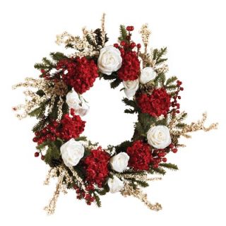 Nearly Natural NearlyNatural 24 Hydrangea Wreath with White