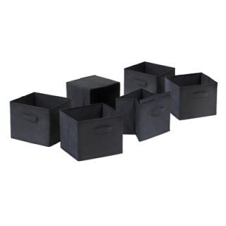 Winsome Capri Foldable Fabric Storage Baskets in Black (Set of 6