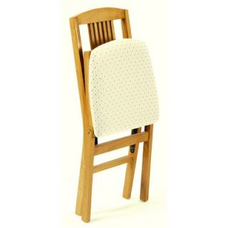 Stakmore Simple Mission Wood Folding Chair with Upholstered Seat in