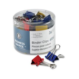 Binder Clips, Small 3/4W, 3/8 Capacity, 36 per Pack, Assorted