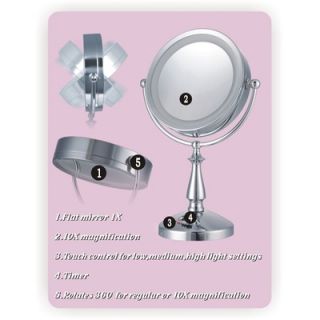 Ware 1x 10x 32 LED Lighted Touch Control Makeup Mirror and Clock